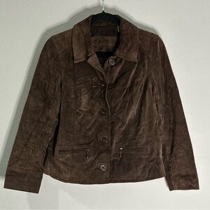 I.E. Relaxed Brown Leather Jacket Size Small Petite